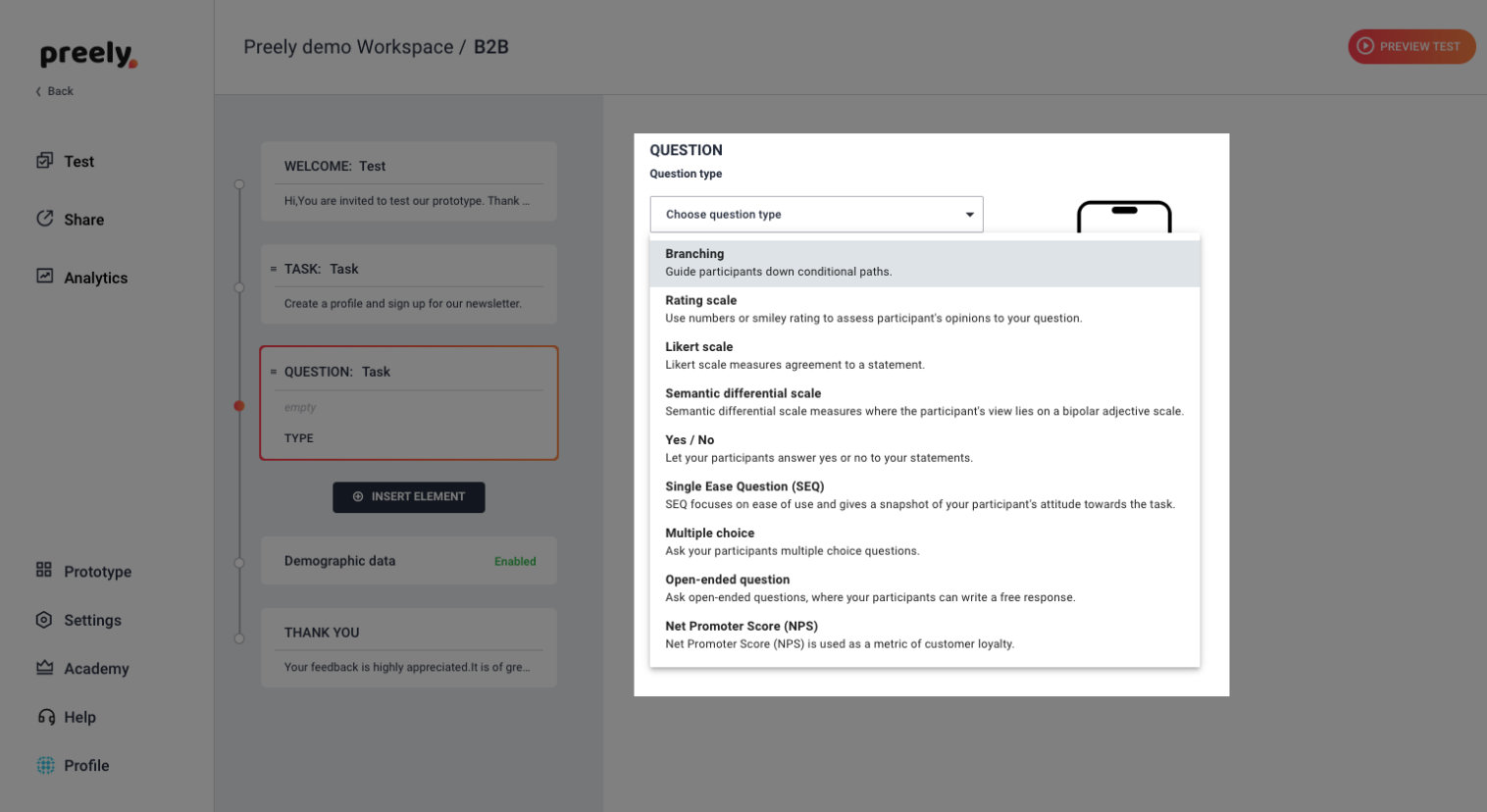 Create a 5-second test - Step by step guide - Preely Academy