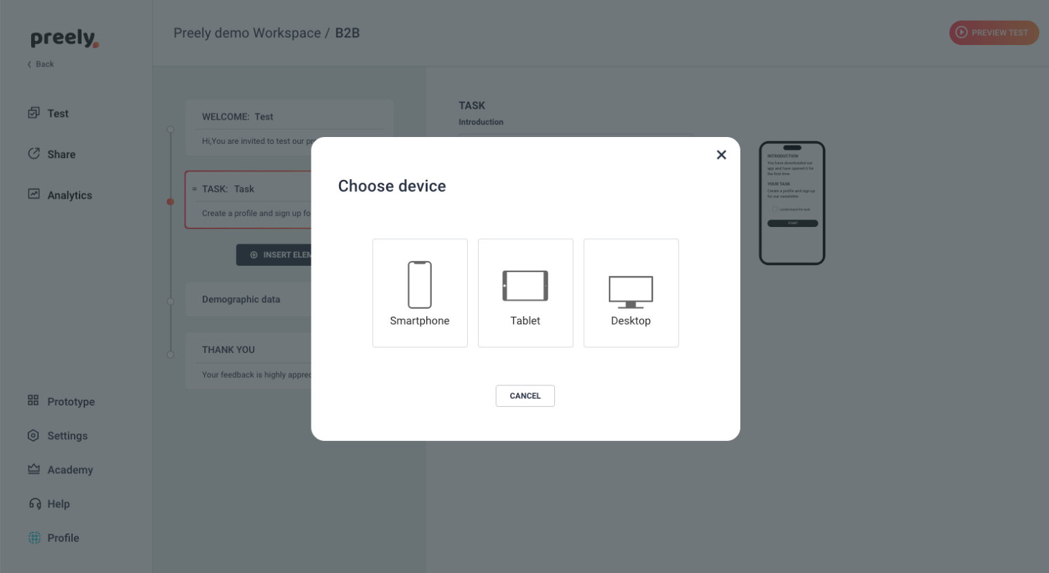 Create a 5-second test - Step by step guide - Preely Academy