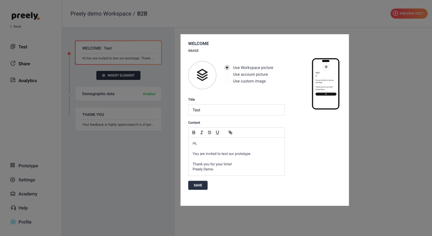 Create a 5-second test - Step by step guide - Preely Academy